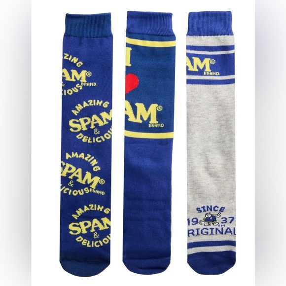 Spam Men's Crew Socks, 3-Pack Shoe Size 8-12 - Picture 1 of 7